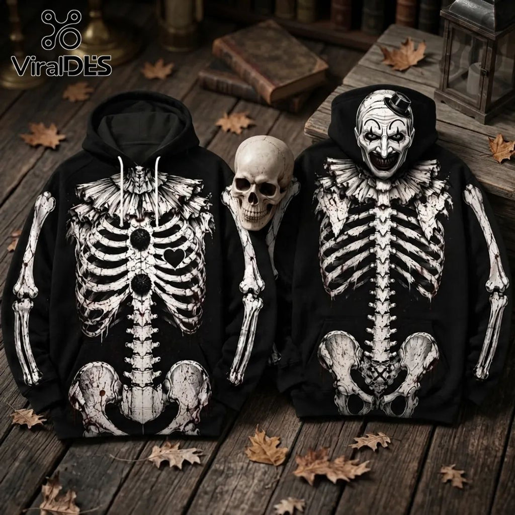 Art The Clown Horror Skeleton Black Hoodie