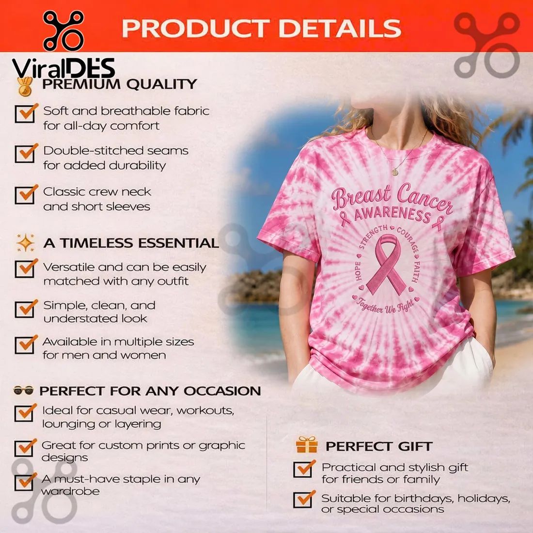 Pink Ribbon Breast Cancer Awareness Strength Hope Faith Shirt