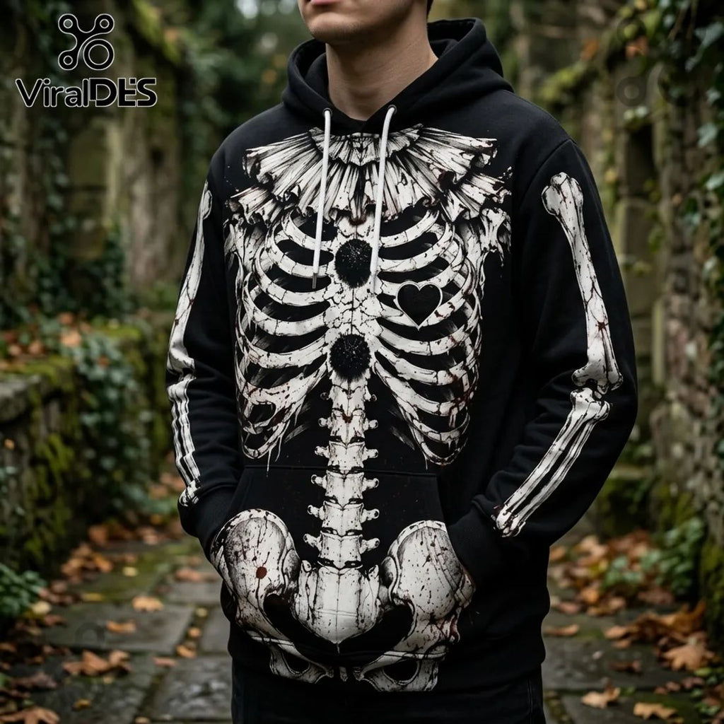 Art The Clown Horror Skeleton Black Hoodie