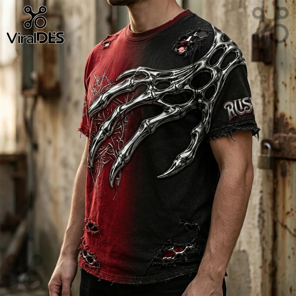 Rush Rock Band Red Black Distressed Premium Athletic T-Shirt