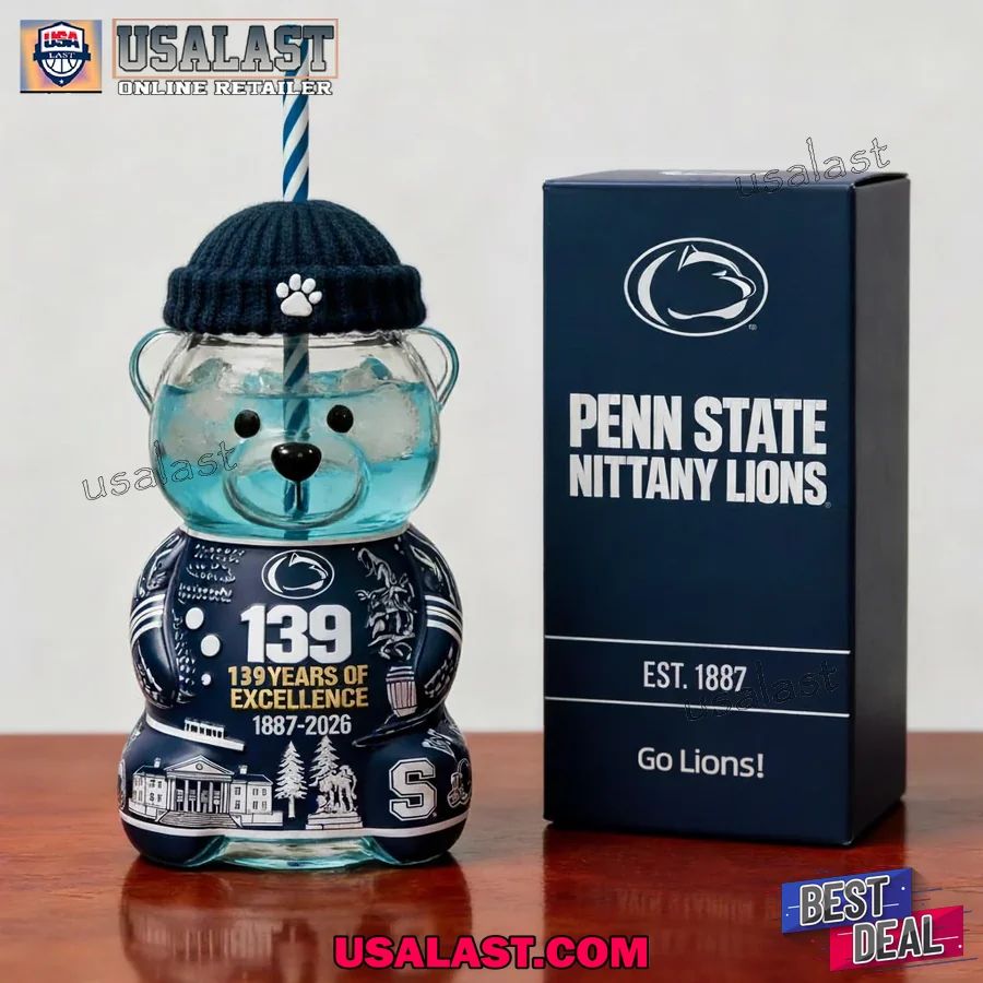 Penn State Nittany Lions 139th Anniversary Bear Glass Cup