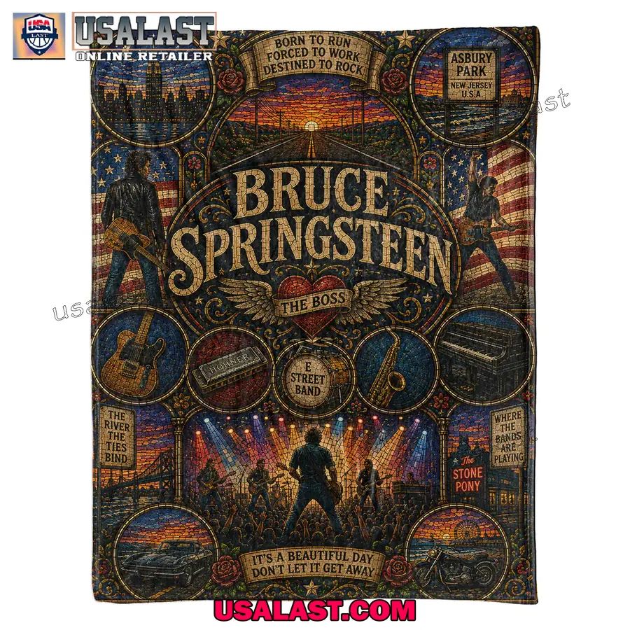 Bruce Springsteen Born To Run Stained Glass Quilt Blanket