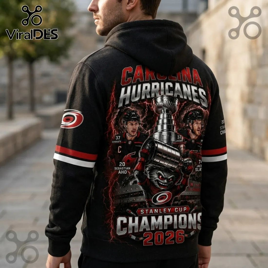 Carolina Hurricanes 2026 Stanley Cup Champions Black Pullover Hoodie