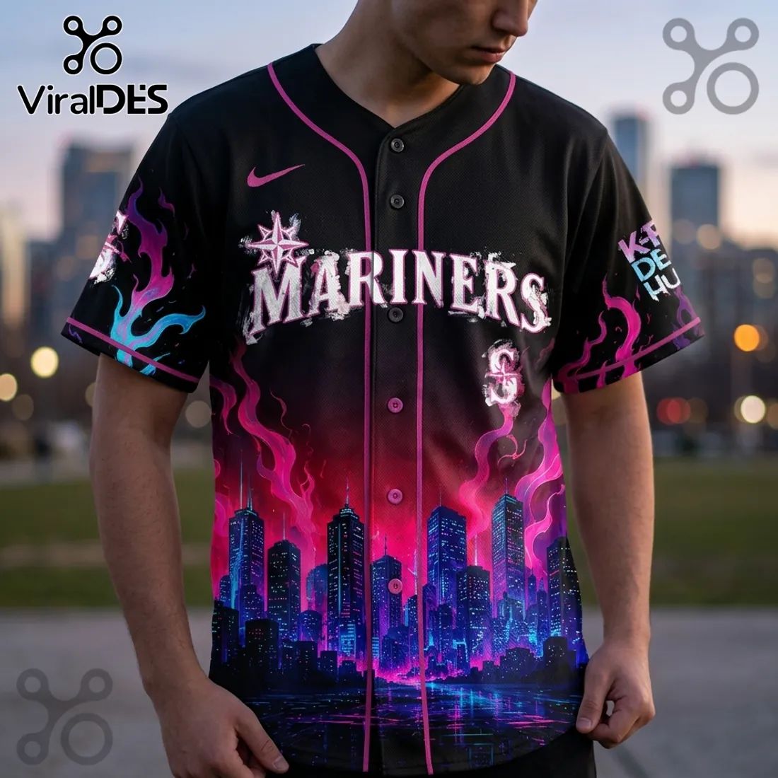Seattle Mariners K-Pop Demon Hunters Neon Jersey