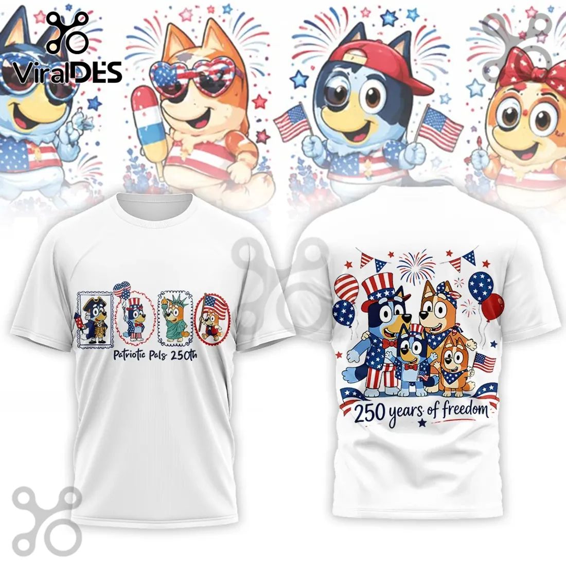Bluey x USA Patriotic Pals 250 Years of Freedom Shirt