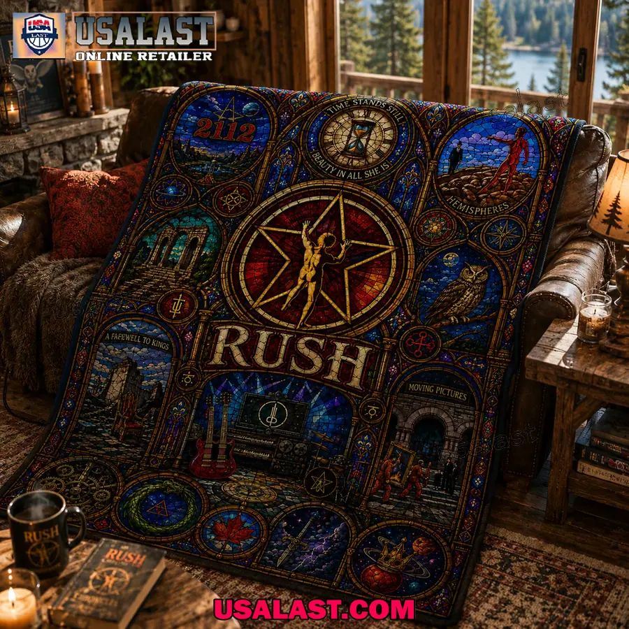 Rush Band Starman Stained Glass Quilt Blanket