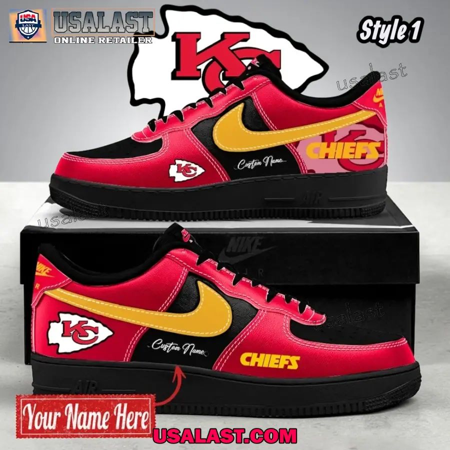 Kansas City Chiefs Custom Name Air Force 1 Sneakers