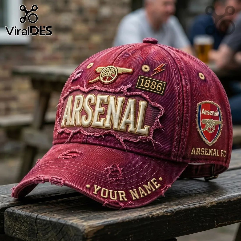 Arsenal FC 1886 Edition Vintage Distressed Baseball Cap