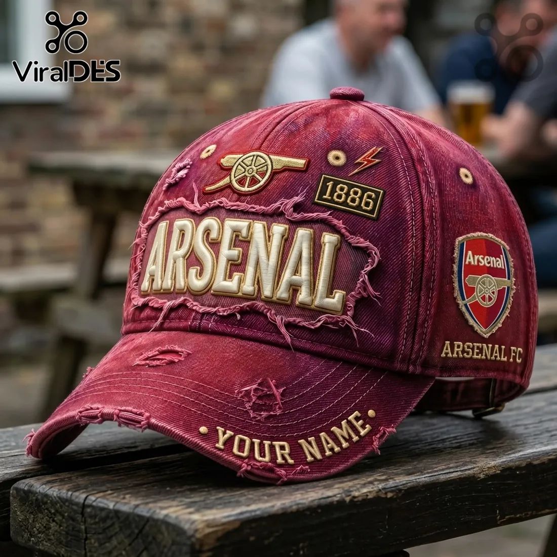 Arsenal FC 1886 Edition Vintage Distressed Baseball Cap