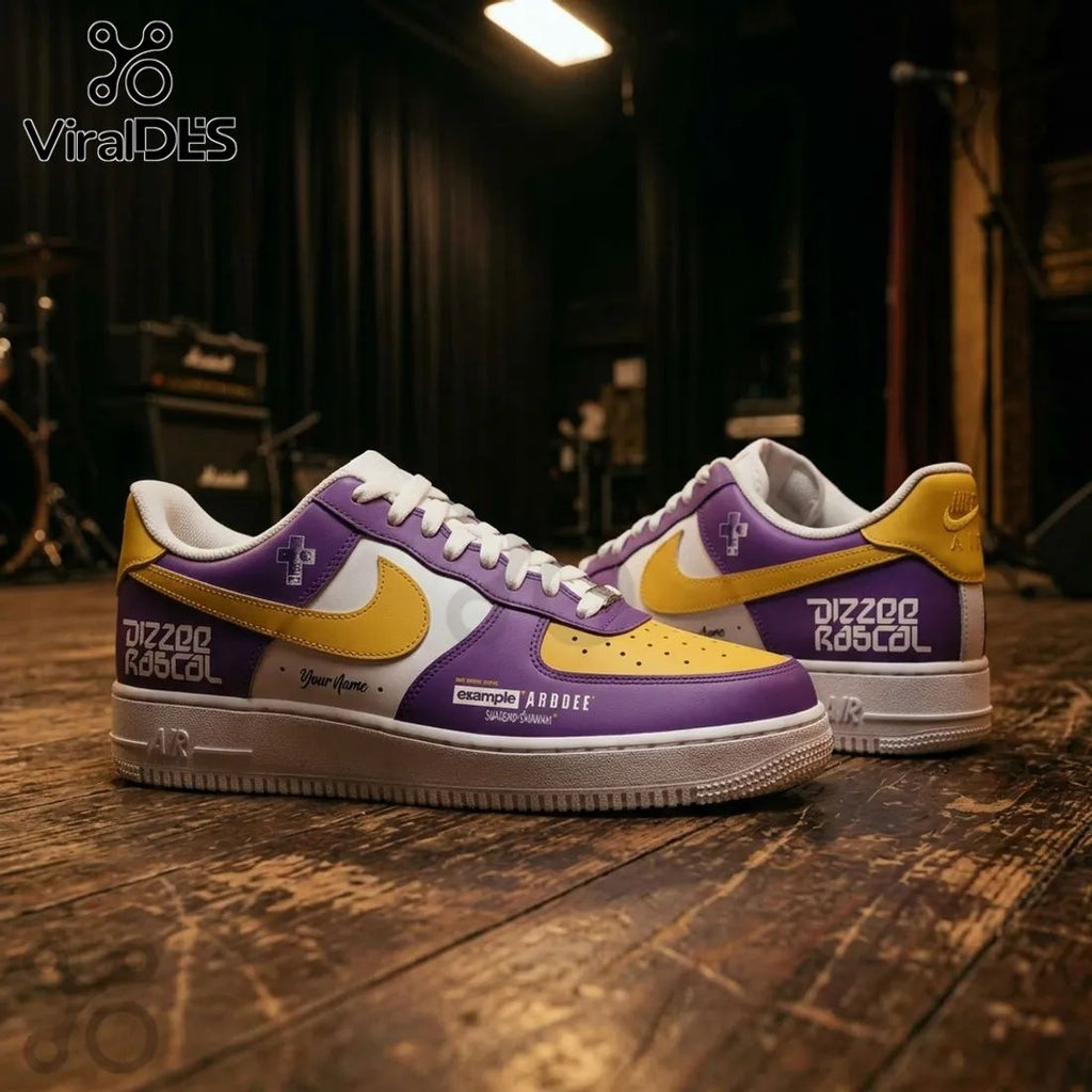 Dizzee Rascal We Want Bass 2026 Purple Yellow Air Force 1 Sneakers
