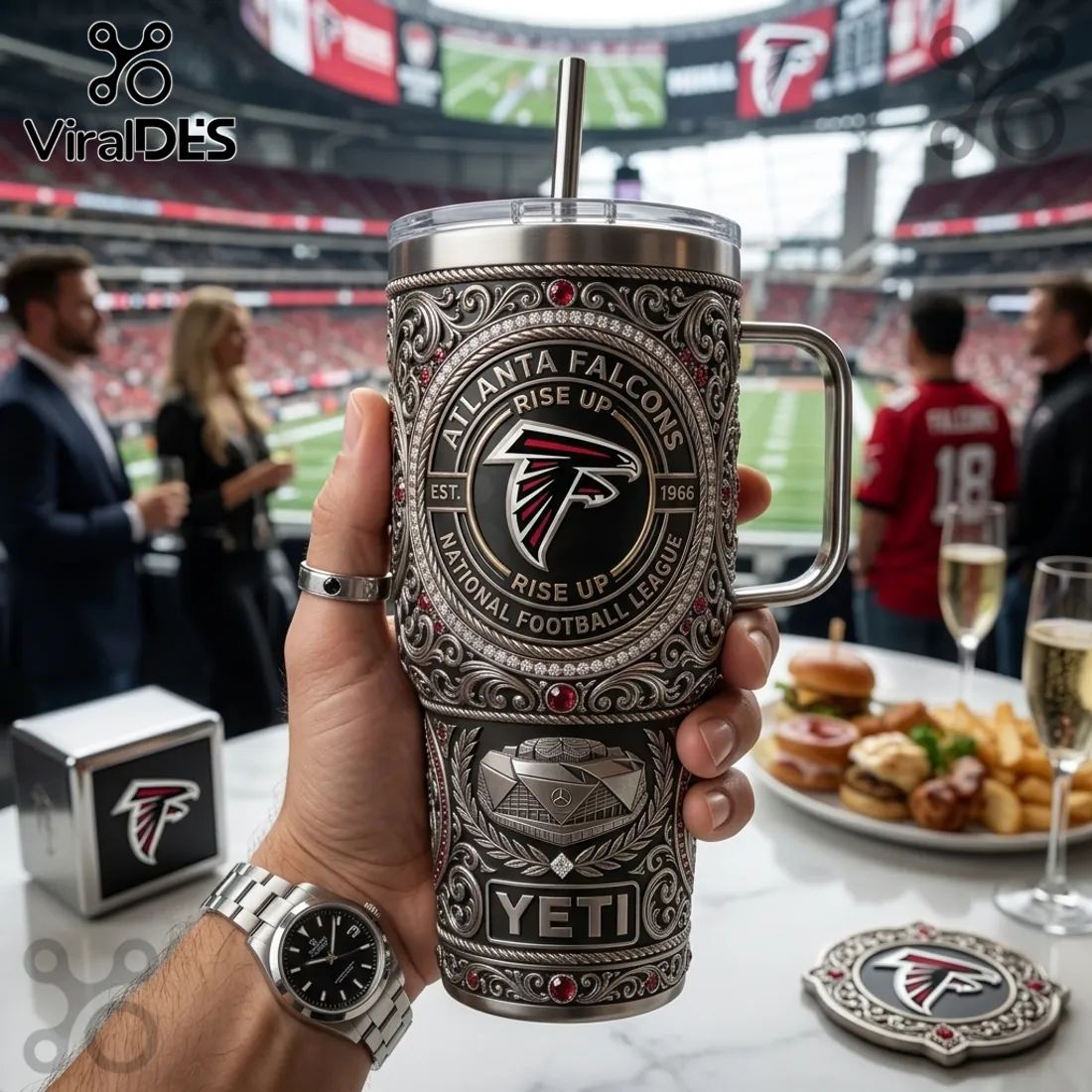 Yeti Atlanta Falcons Luxury Ornate 40oz Stanley Tumbler