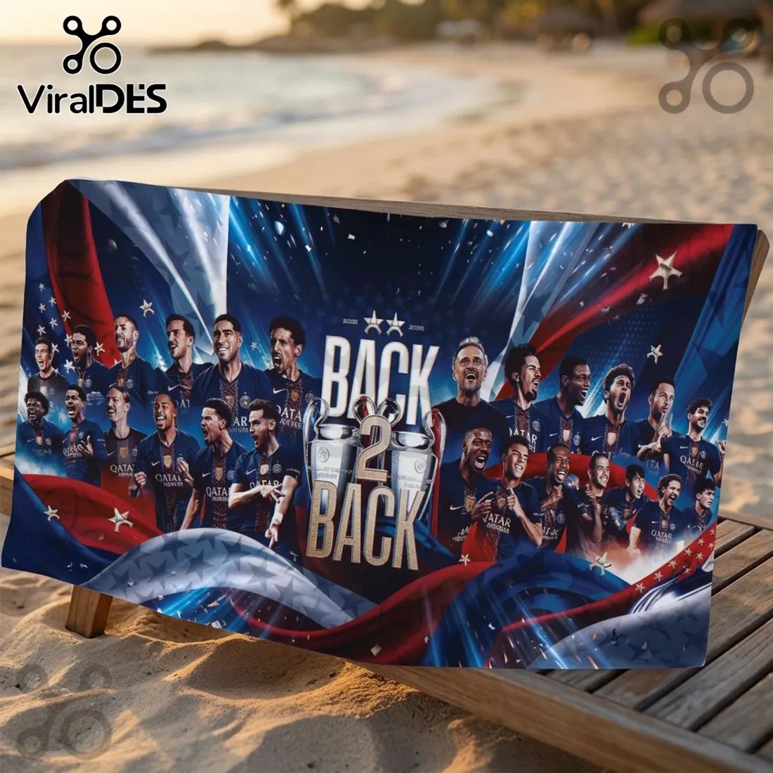 Paris Saint-Germain Champions of Europe 2025/2026 Beach Towel