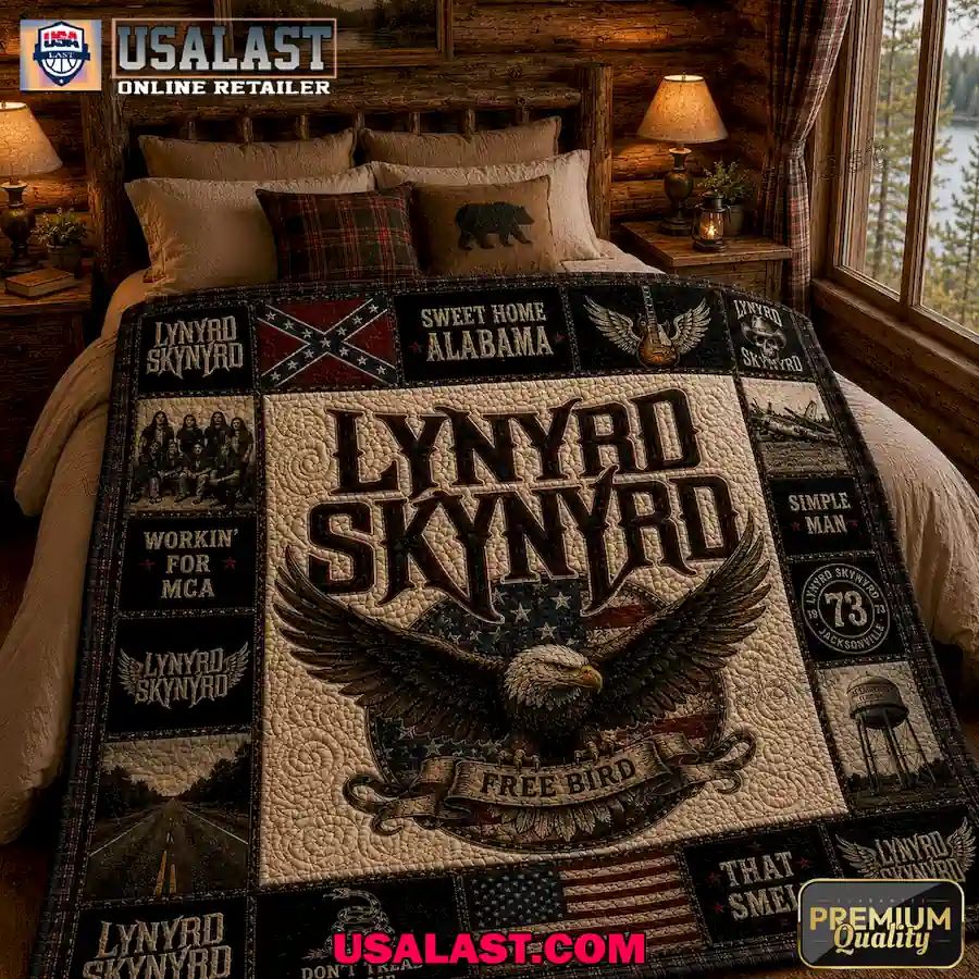 Lynyrd Skynyrd Confederate Flag Eagle Quilt Blanket