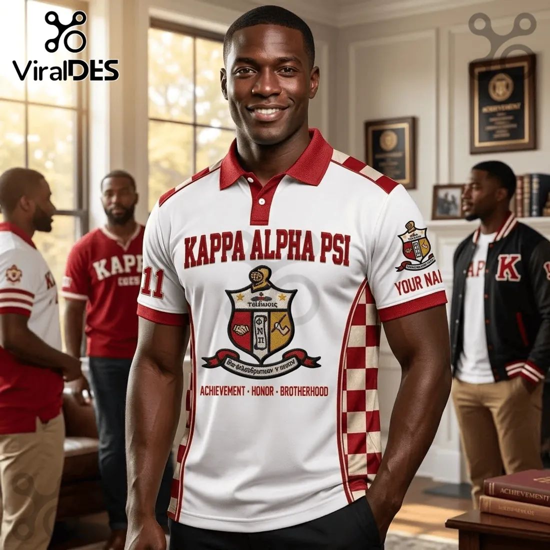 Kappa Alpha Psi 1911 Crimson and White Polo Shirt