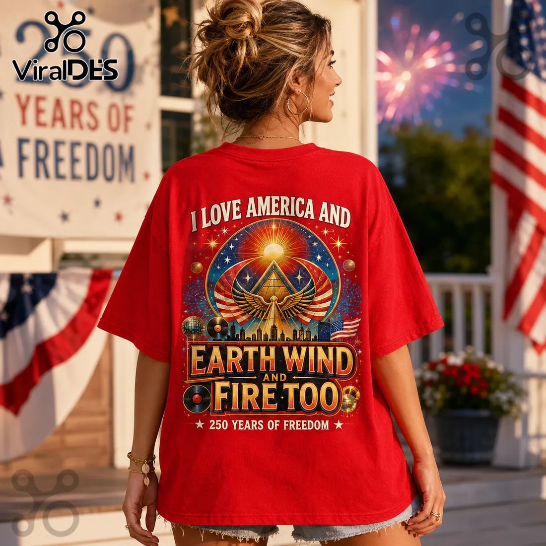 America 250 Earth Wind and Fire 250 Years of Freedom Anniversary Shirt