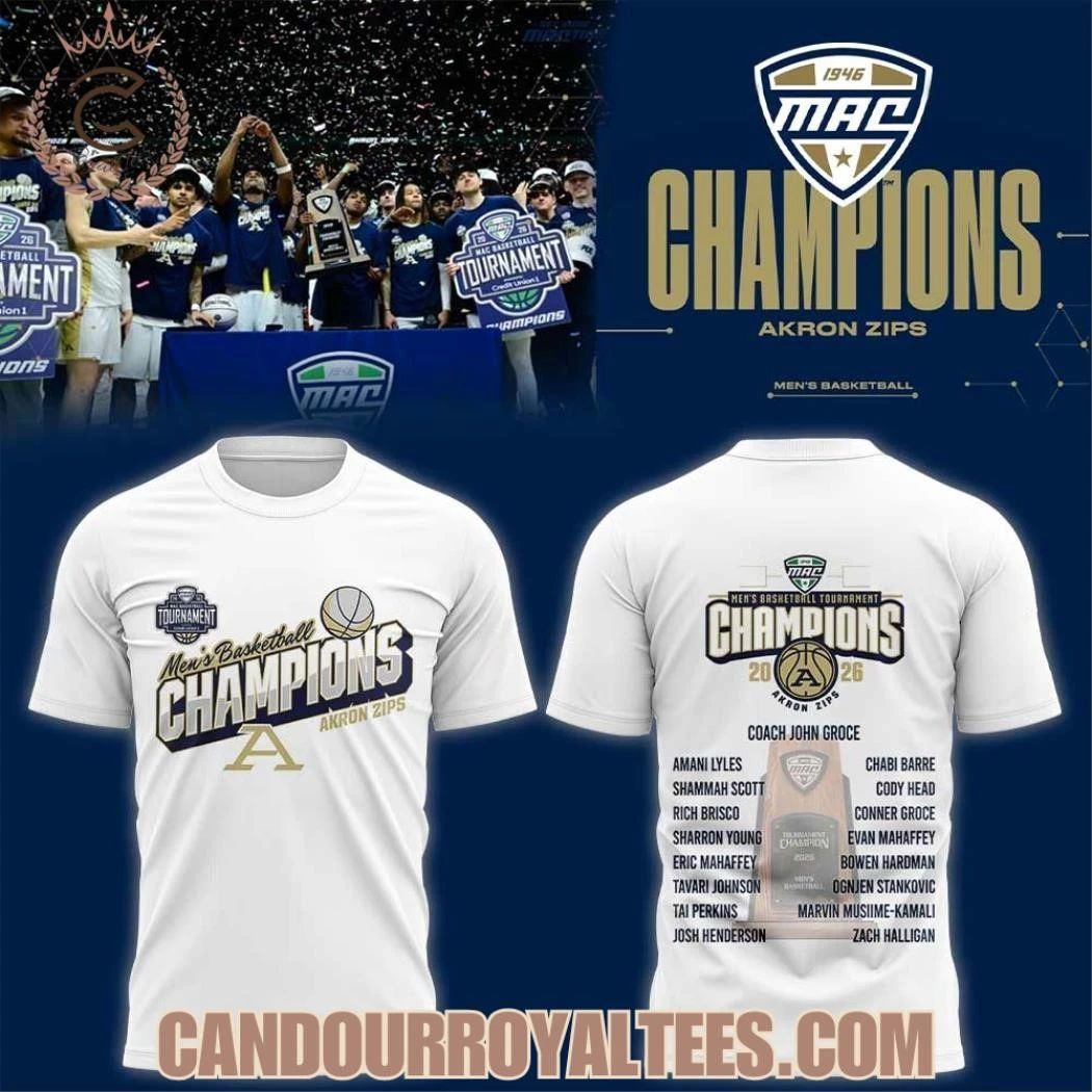 Akron Zips Men’s Basketball 2026 MAC Men’s Basketball Tournament Champions Shirt