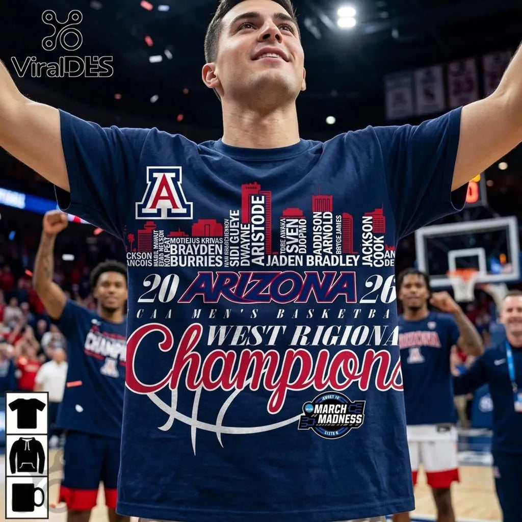 Arizona Wildcats 2026 West Regional Champions Roster T-Shirt