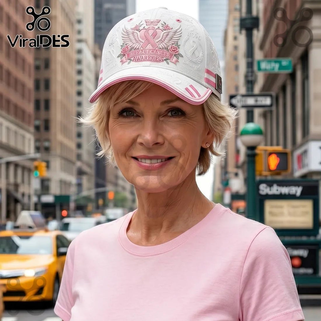 Breast Cancer Awareness Embroidered White Premium Peaked Cap