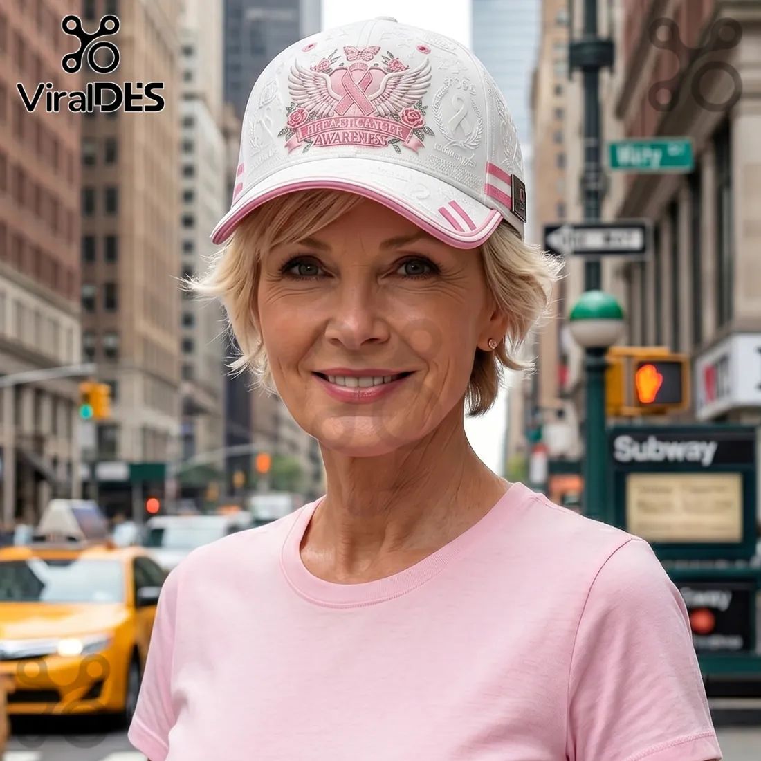 Breast Cancer Awareness Embroidered White Premium Peaked Cap