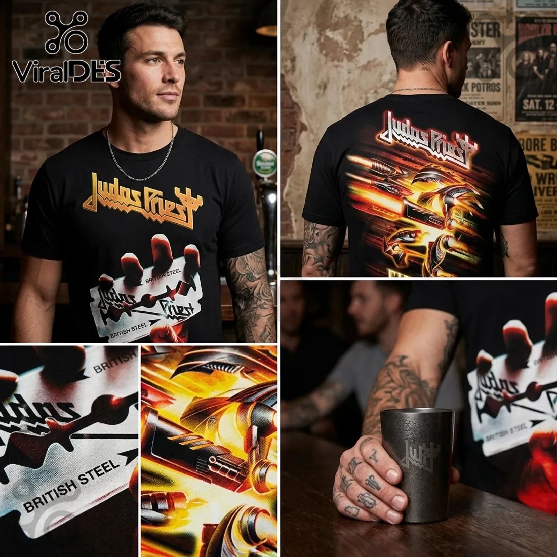 Judas Priest British Steel Firepower Band Music T-Shirt