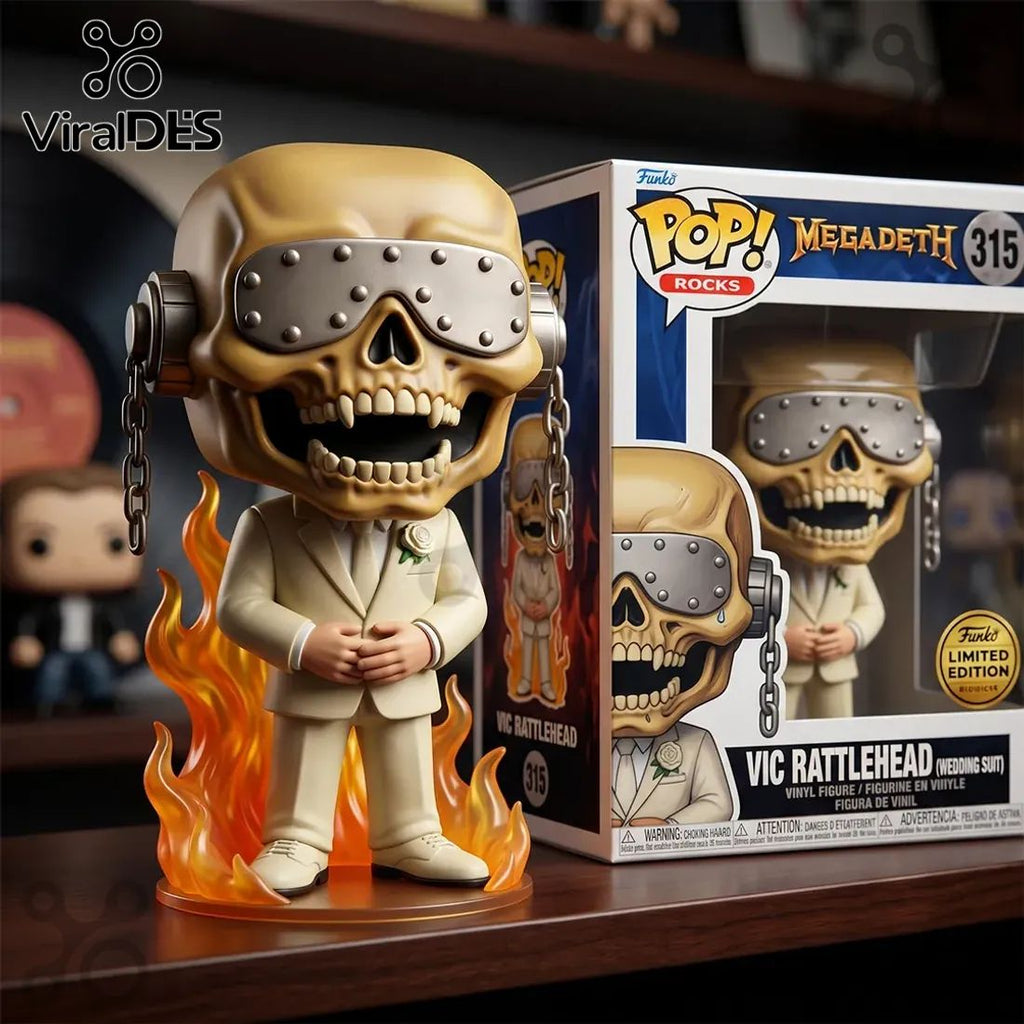 Funko Pop Rocks Megadeth Vic Rattlehead Wedding Suit Sculpted Vinyl Figure