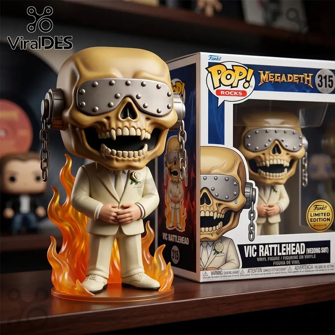 Funko Pop Rocks Megadeth Vic Rattlehead Wedding Suit Sculpted Vinyl Figure