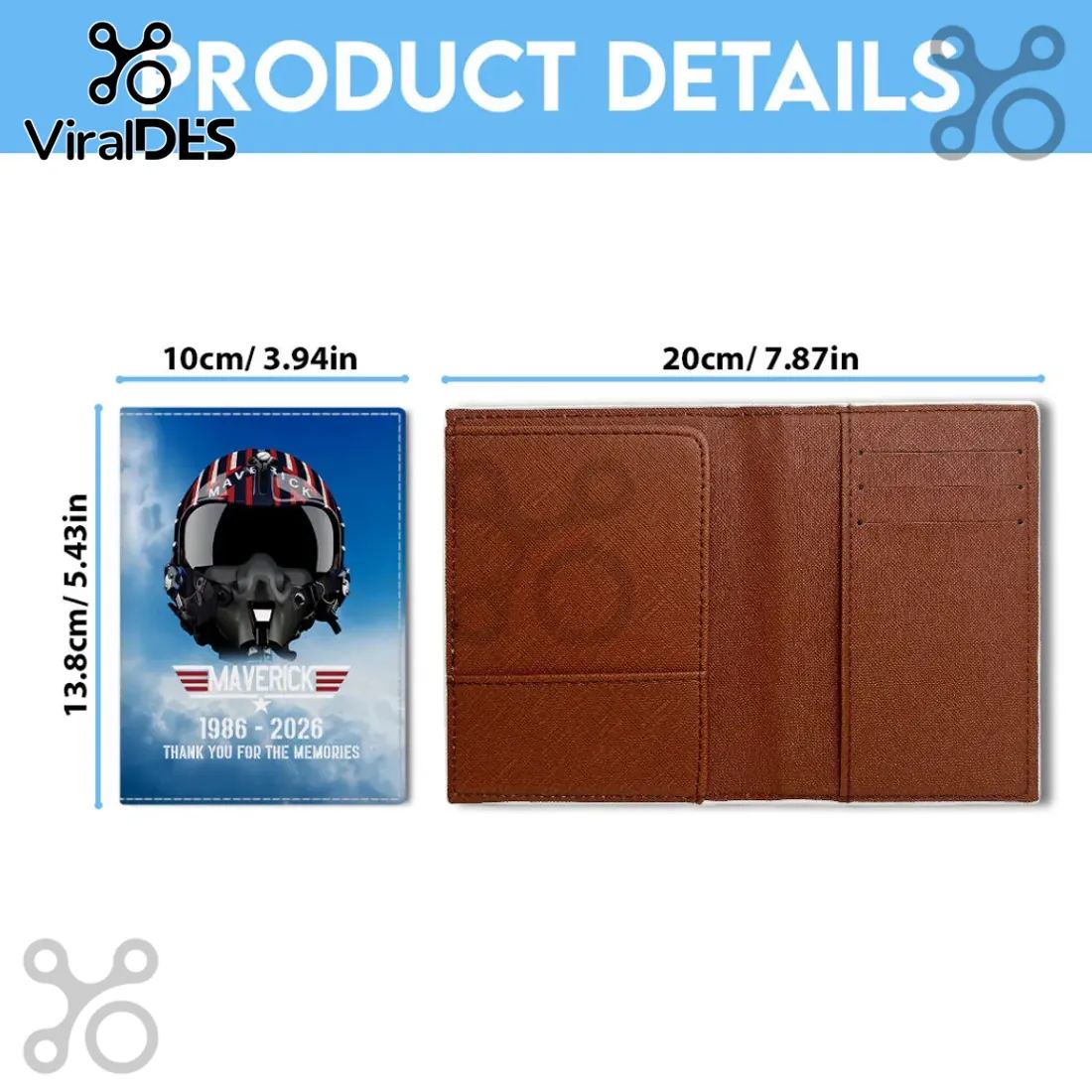 Gun 40th Anniversary Maverick Helmet Leather Passport Cover