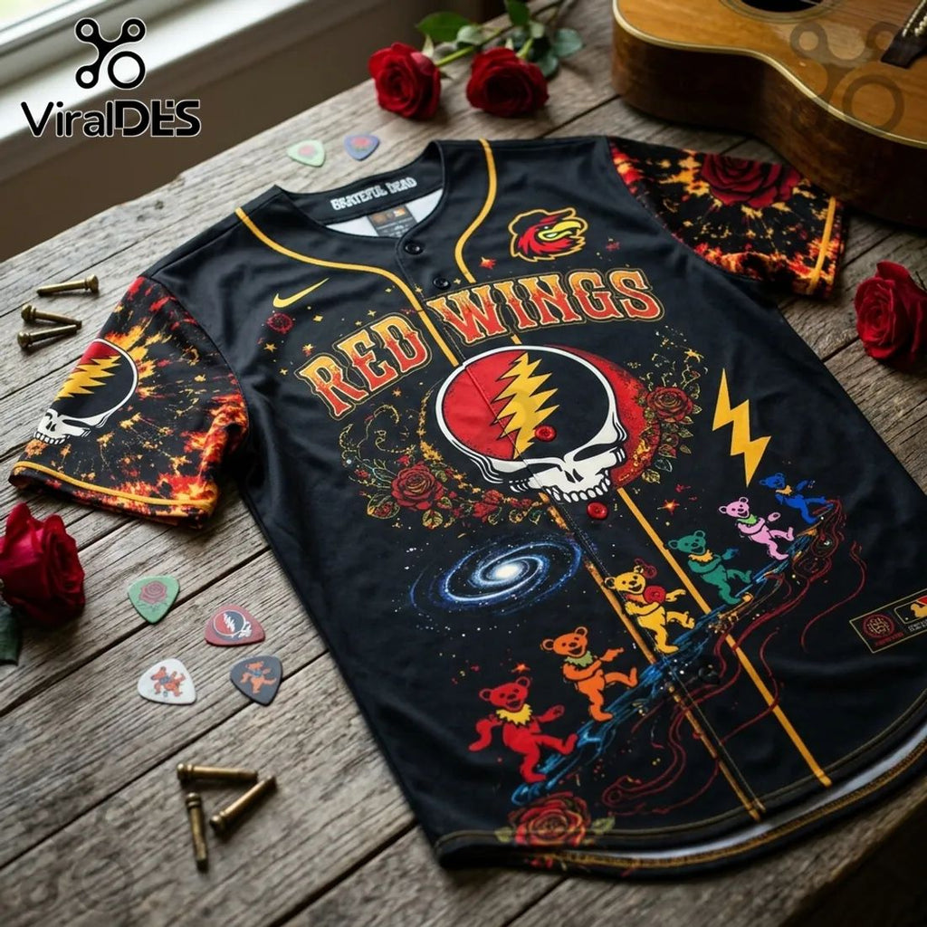 Grateful Dead Rochester Red Wings Tie Dye Baseball Jersey
