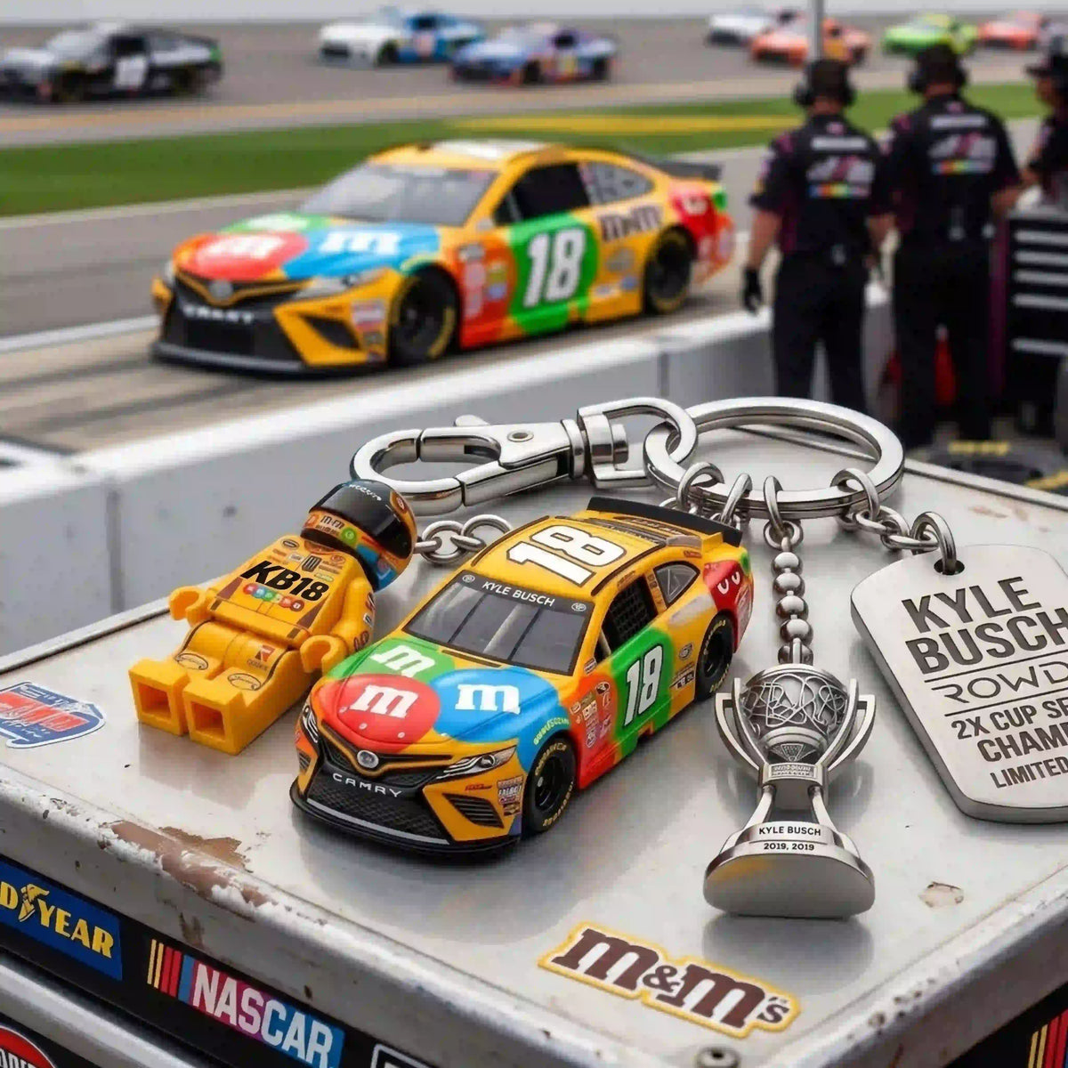 Kyle Busch “Rowdy” #18 M&M’s Championship Collector Keychain Set
