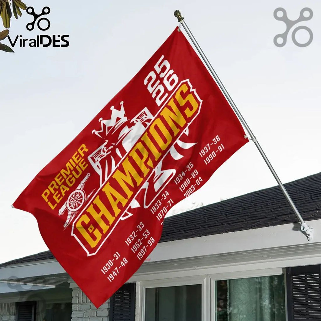 Arsenal FC Premier League Champions 25/26 Double-Sided House Flag