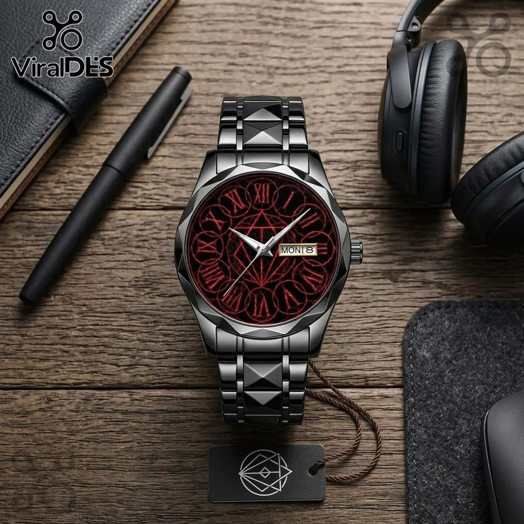 In Flames Black Alloy Roman Numeral Quartz Watch