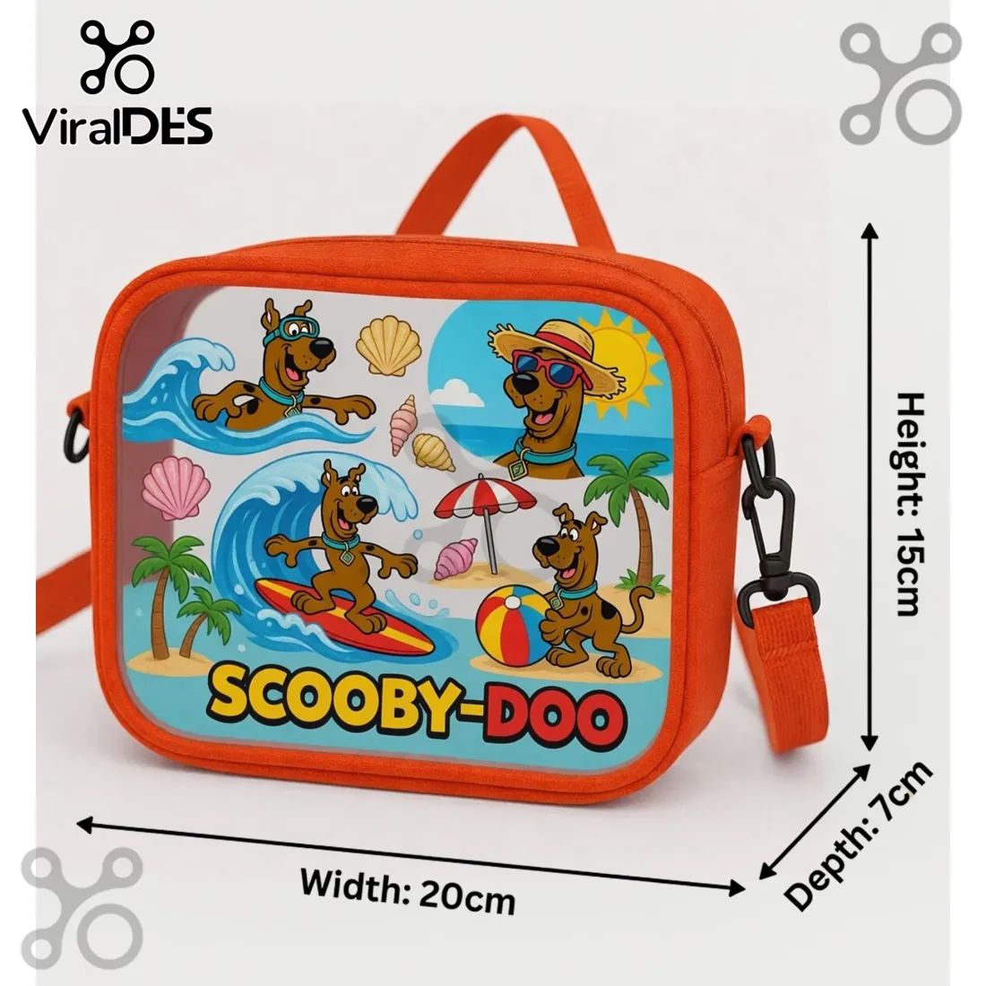 Scooby-Doo Summer Beach Fun Clear Orange Crossbody Bag