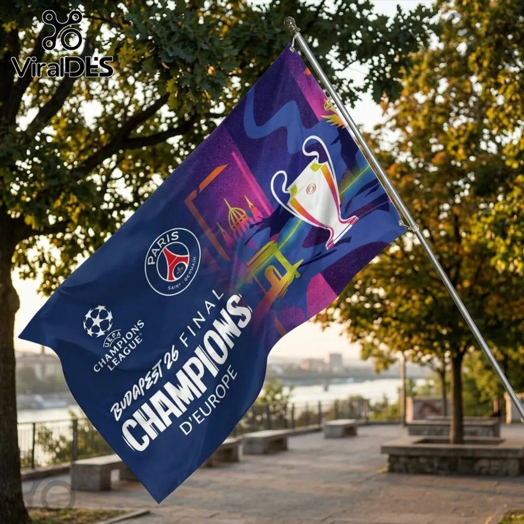 Paris Saint-Germain Champions of Europe Budapest House Flag