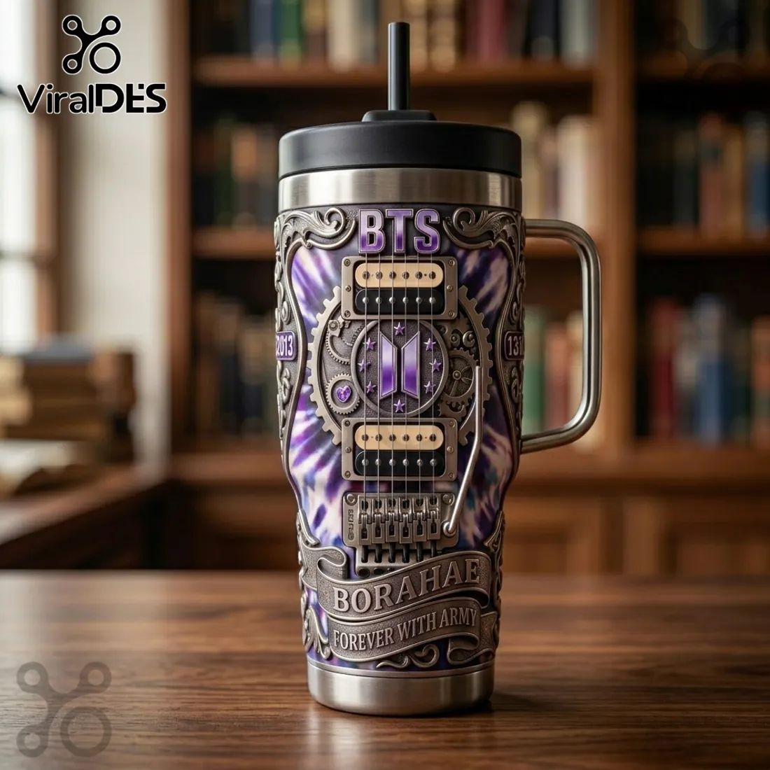 BTS x Yeti Limited Edition Purple Stainless Steel Handle Tumbler