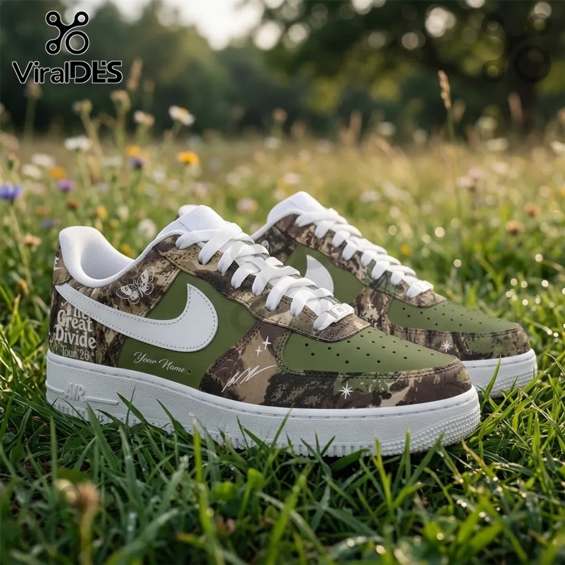 Noah Kahan The Great Divide Camo Air Force 1 Sneakers