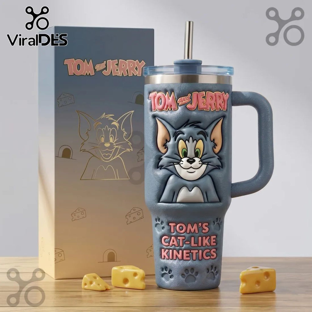 Tom and Jerry Embossed Tom Character Stanley Tumbler