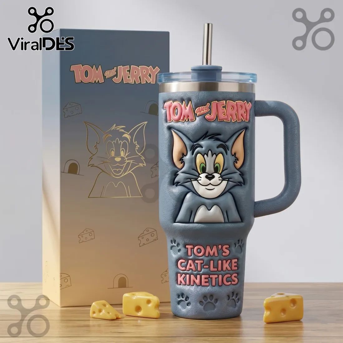 Tom and Jerry Embossed Tom Character Stanley Tumbler