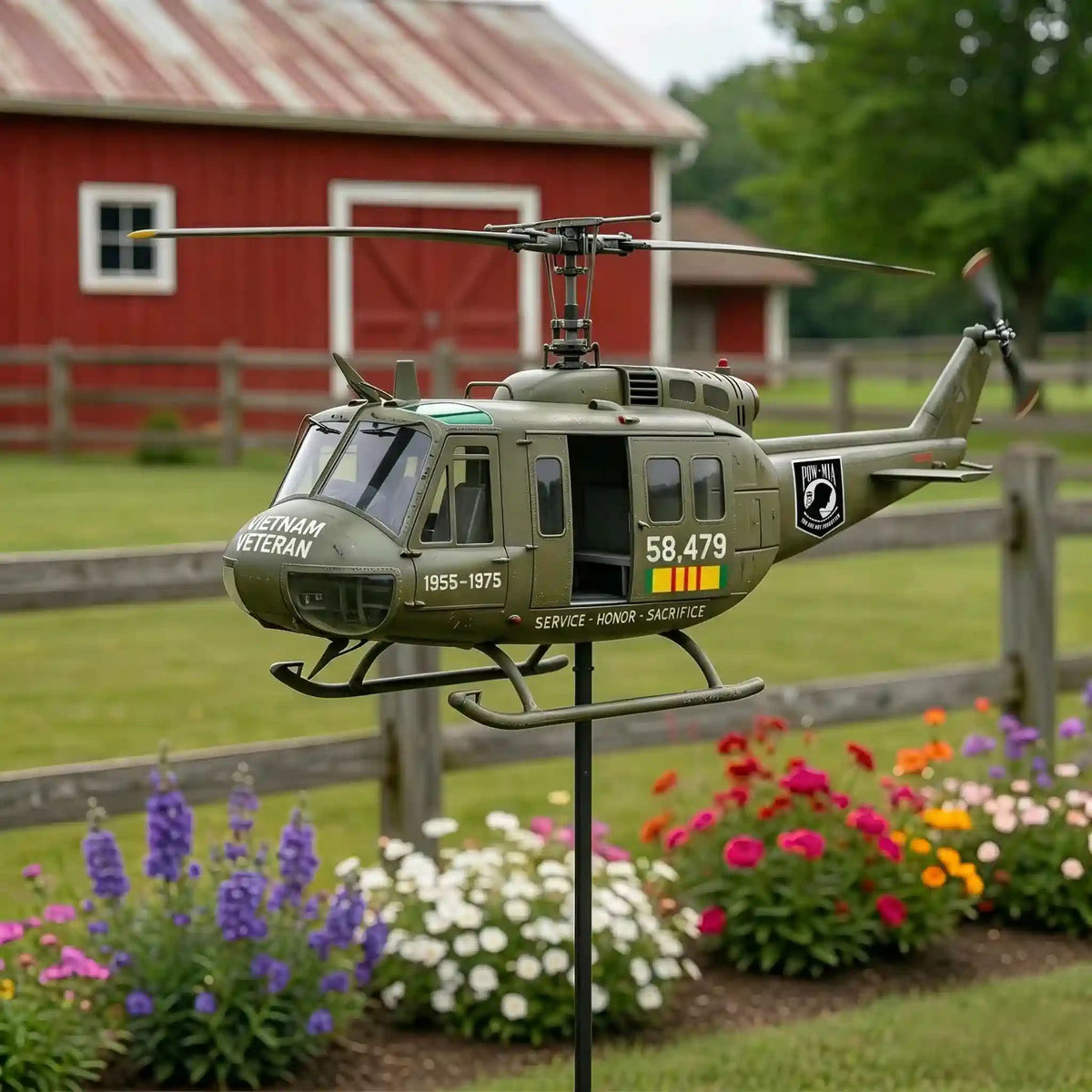 Vietnam Veteran UH-1 Helicopter Wind Spinner