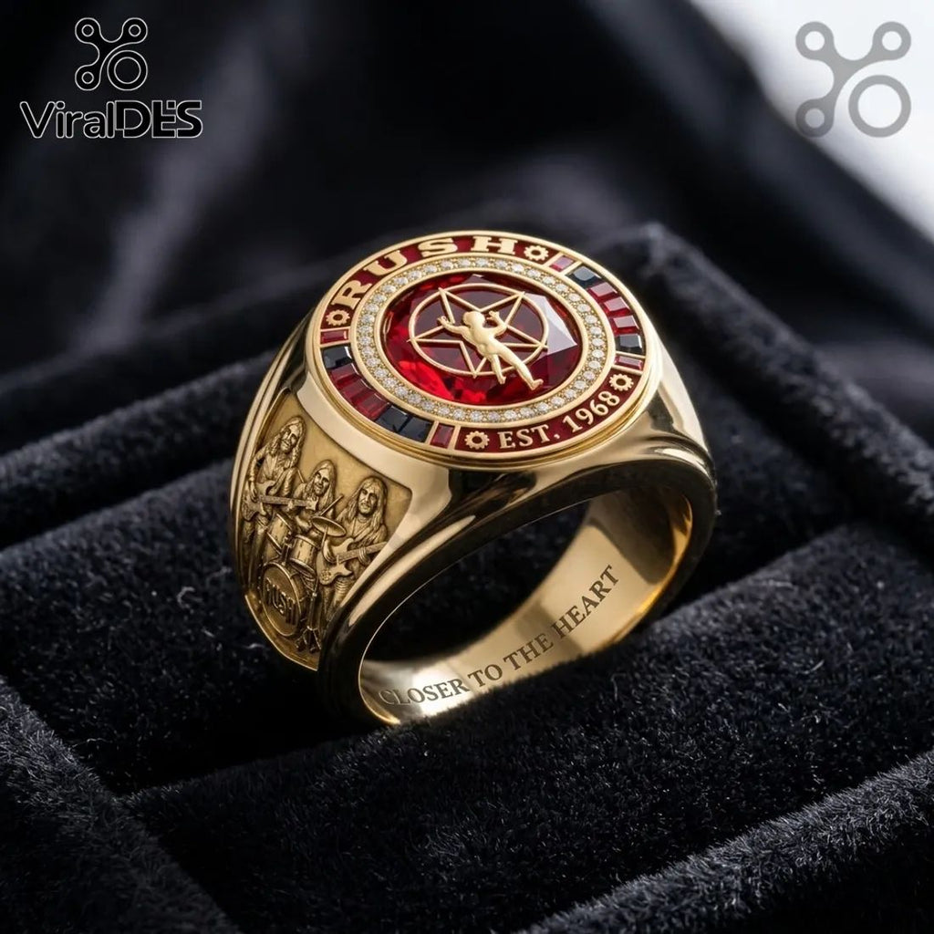 Rush Band Starman Logo Gold Plated Ring
