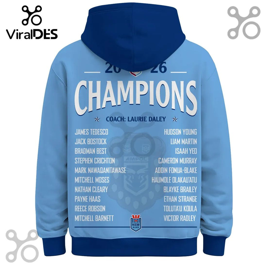 New South Wales Blues 2026 Champions Light Blue Hoodie