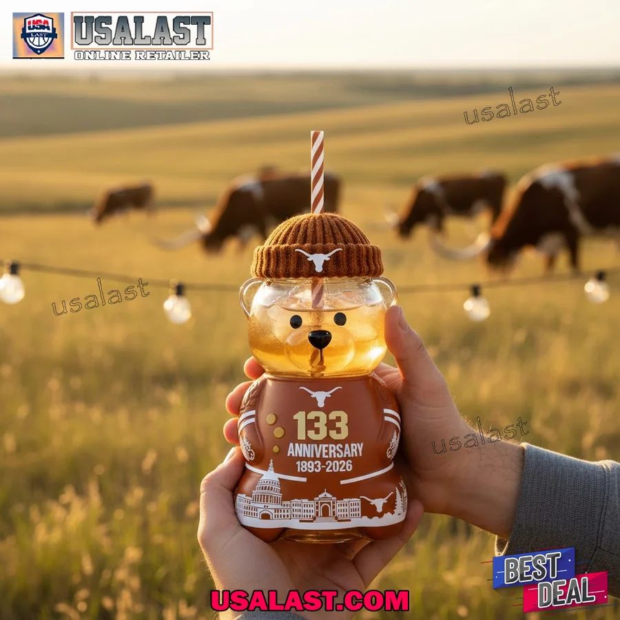 Texas Longhorns 133rd Anniversary Bear Glass Cup