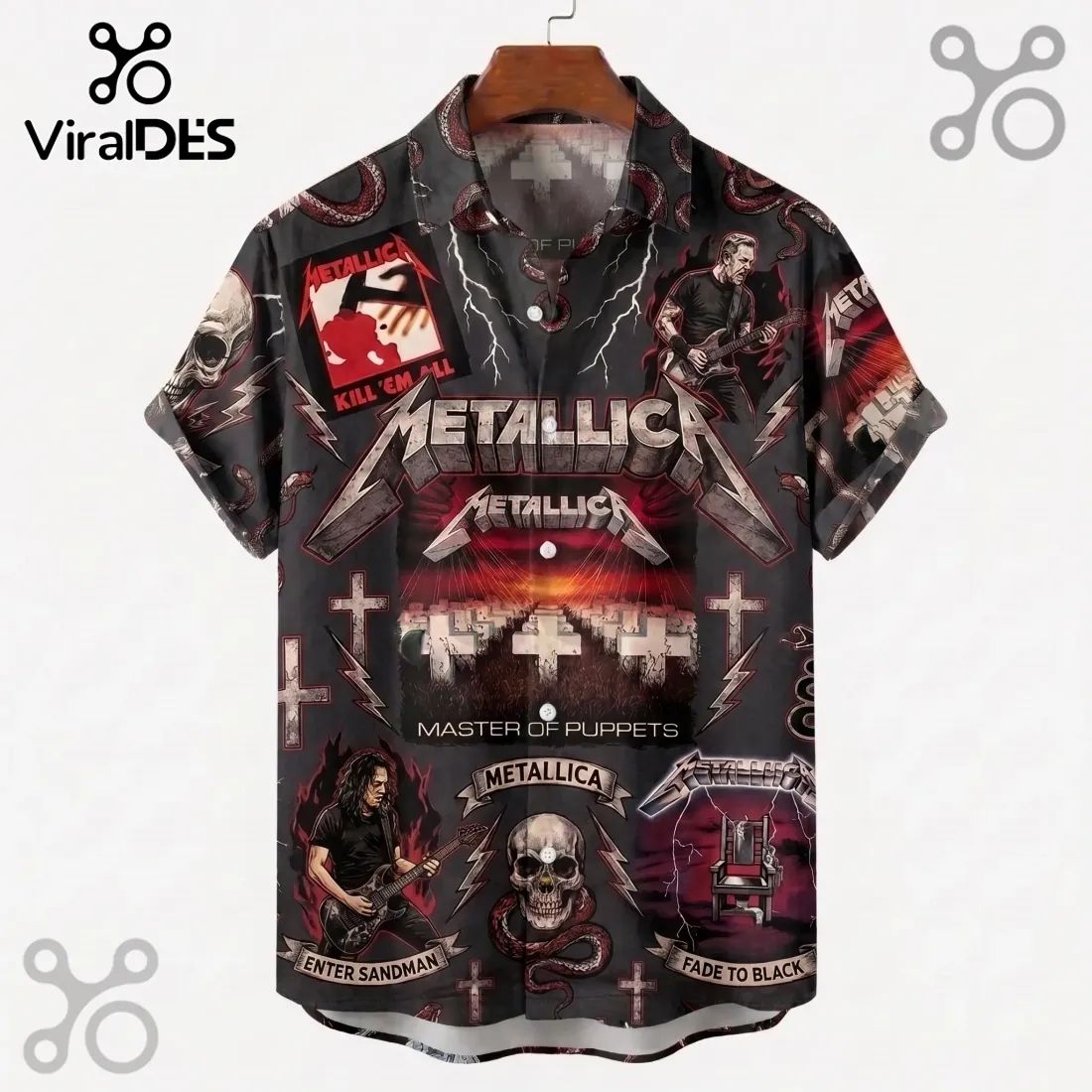 Metallica Master Of Puppets Black Hawaiian Shirt And Shorts