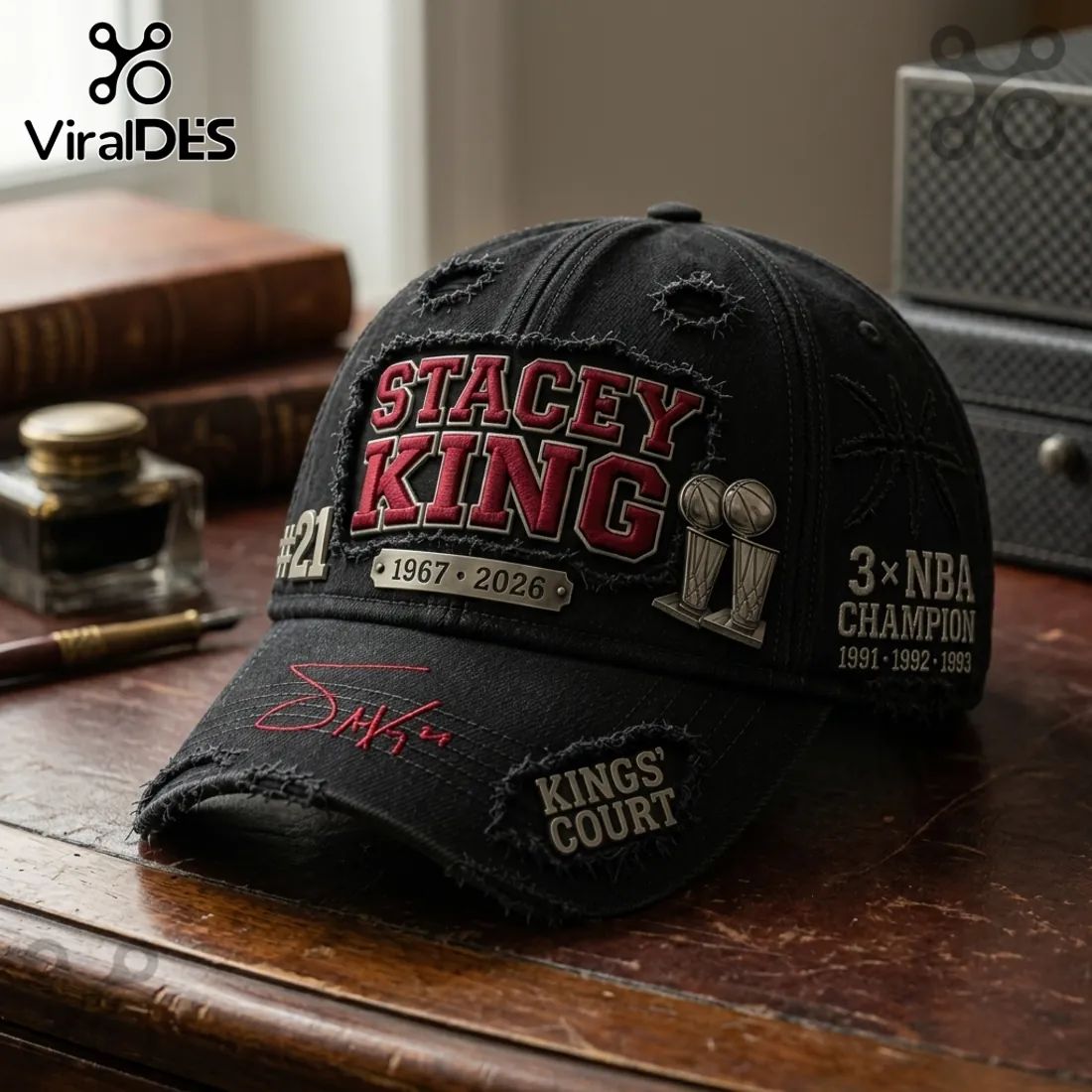 Stacey King x Chicago Bulls 3x NBA Champion Distressed Cap