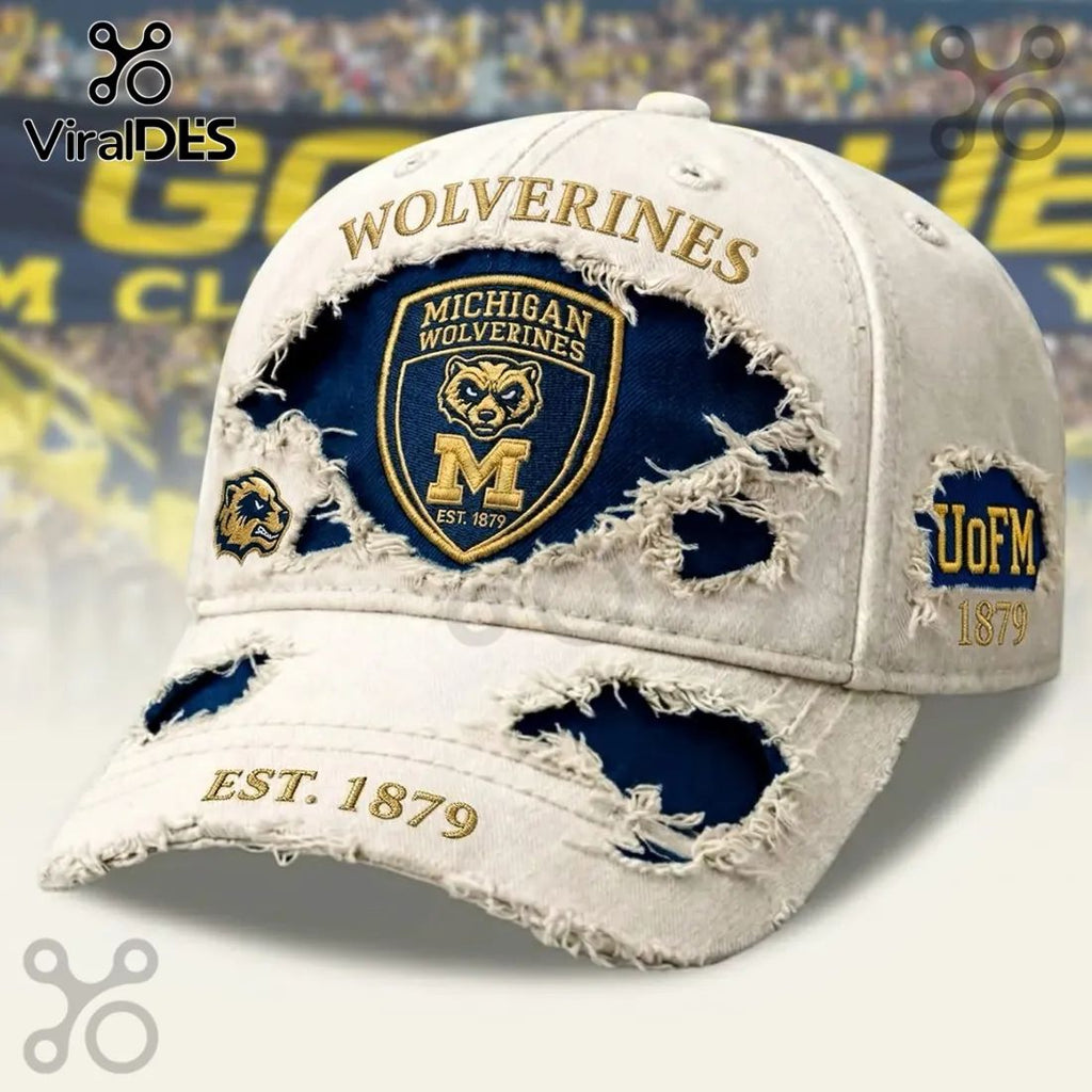 Michigan Wolverines Vintage Distressed Embroidered Baseball Cap