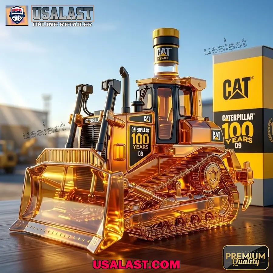 Caterpillar 100th Anniversary D9 Bulldozer Whiskey Bottle