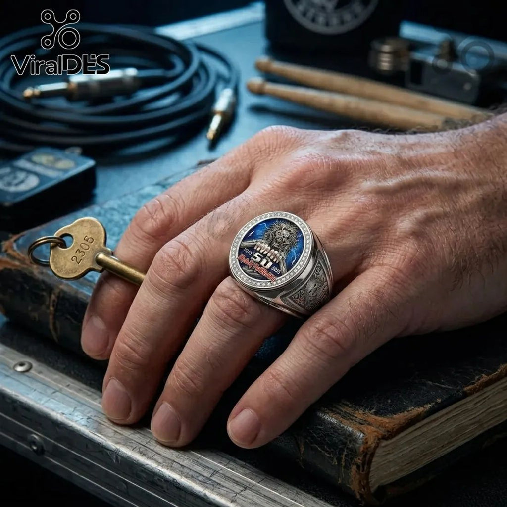 Iron Maiden 50th Anniversary Engraved Stainless Steel Ring