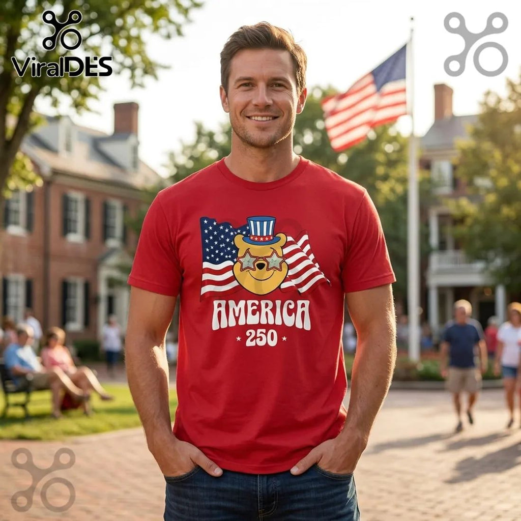 Patriotic Pooh & Friends America 250 Years of Freedom T-Shirt