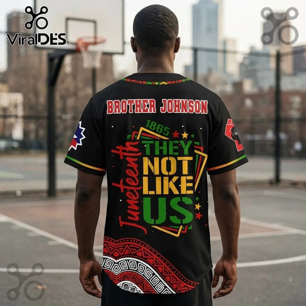 Juneteenth Kappa Alpha Psi 1865 They Not Like Us Pattern Baseball Jersey