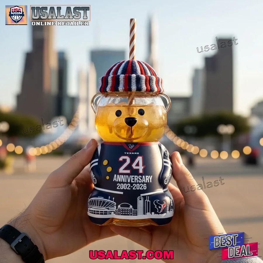 Houston Texans 24th Anniversary Bear Glass Cup