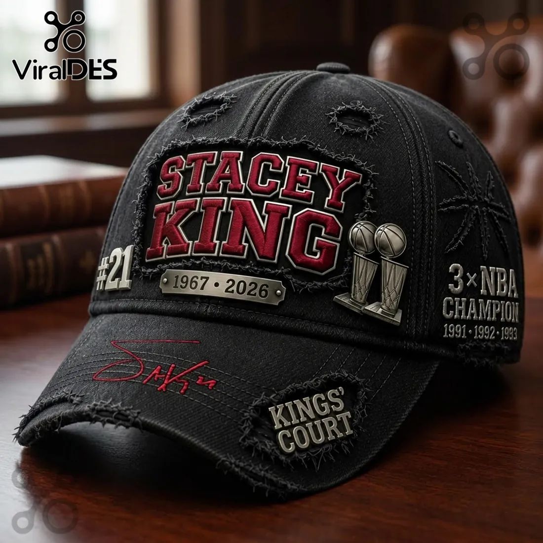 Stacey King x Chicago Bulls 3x NBA Champion Distressed Cap